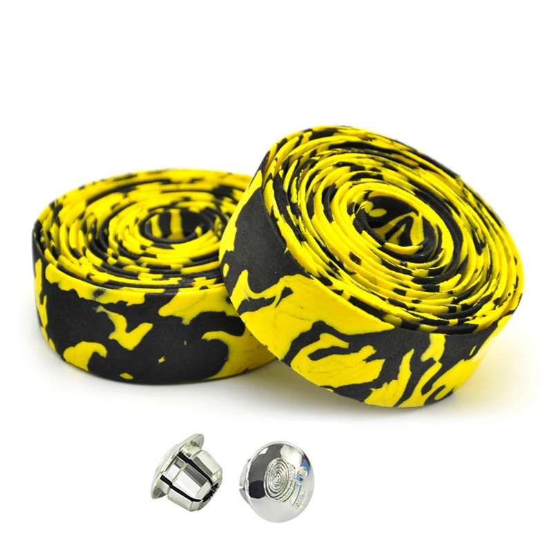 

Camouflage Road Bike Handlebar Tape Durable Cycling Race Bicycle Handlebar Grips Tapes Cork Wrap+2 Bar Plugs Belt Straps