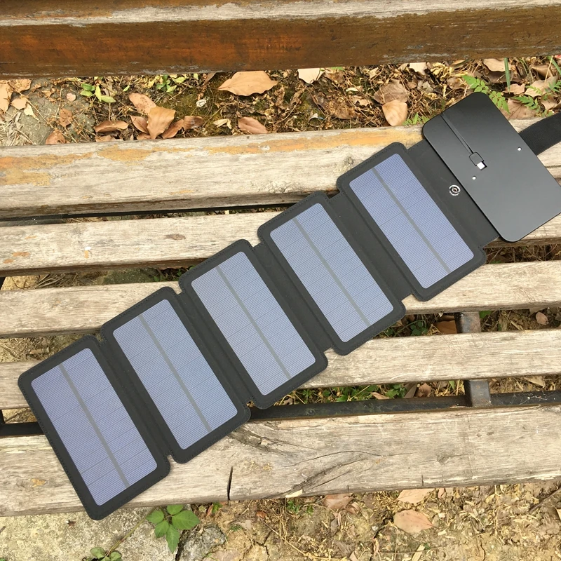 

7.5W Solar Charger 5V USB Output Mono Cell Foldable Solar Power Charger for Smartphone with Power Bank Holder