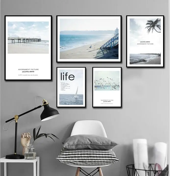 

Scandinavian Decoration Sea Boat Forest Canvas Wall Art Poster Nordic Style Landscape Print Painting Nature Decorative Pictures
