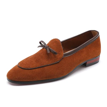 

2020 Man Classic Leather Shoes Tassel Suede Fashion Designer Pointed Toe Leather Shoes Gentleman Loafers Big Size 37-48