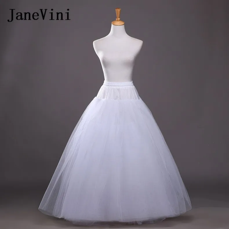 JaneVini 6 Layers of Tulle Bridal Petticoat Underskirt No Hoop A Line Wedding Crinoline Accessories Floor Length Tutu Skirt