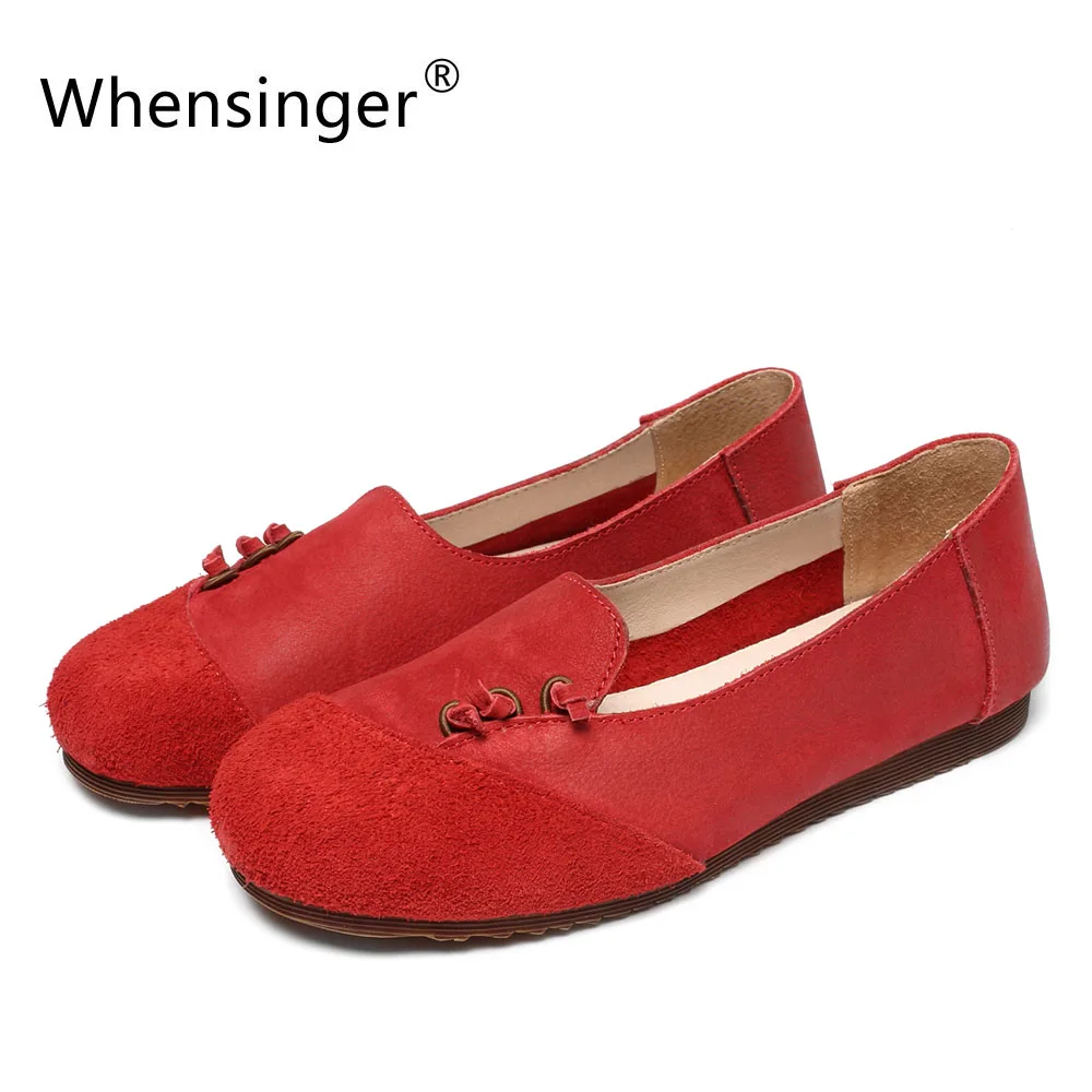 

Whensinger - 2018 New Women Shoes Genuine Leather Flats Round Toe Shallow Design C555