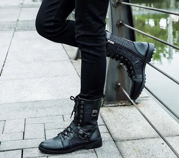 Качественные мужские модные армейские ботинки в стиле ретро в стиле панк зимняя повседневная обувь в английском стиле мужские ботинки до середины икры белые, черные размеры 39-44