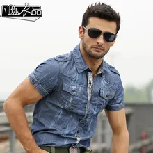 2017 männer shirt kurzarm jeanshemd mens beiläufige jean hemden sommer dünne baumwolle t-shirt-marke clothing a916