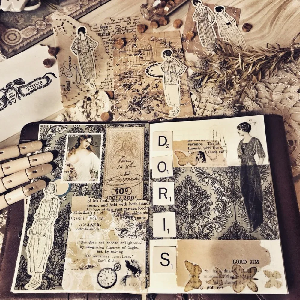 

45pc Vintage European lady Retro Character Decorate Die Cut Card DIY Scrapbooking Happy Planner/Card Making/Journaling Project