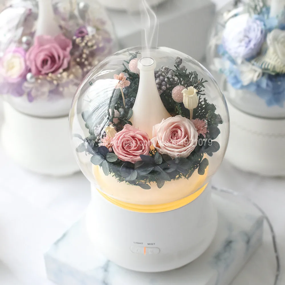

Lasting 5 Years Glass Cover Preserved Flower Real Fresh Forever Rose Home Humidifier Decoration in Glass