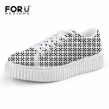 

FORUDESIGNS Solid Autumn Women Flats Shoes 3D Plaid Prints Classic Low Lace-up Platform Shoes for Woman Height Increasing Female