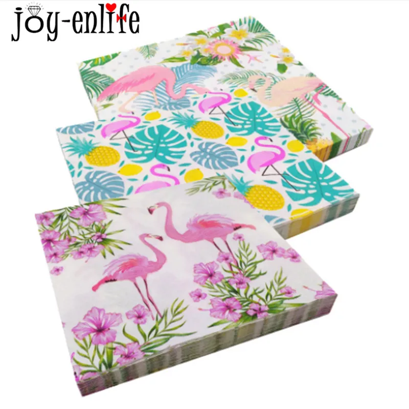 

JOY-ENLIFE 20pcs/lot Flamingos Theme Party Paper Napkins Summer Pool Beach Party Birthday Party Decoration Baby Shower Supplies