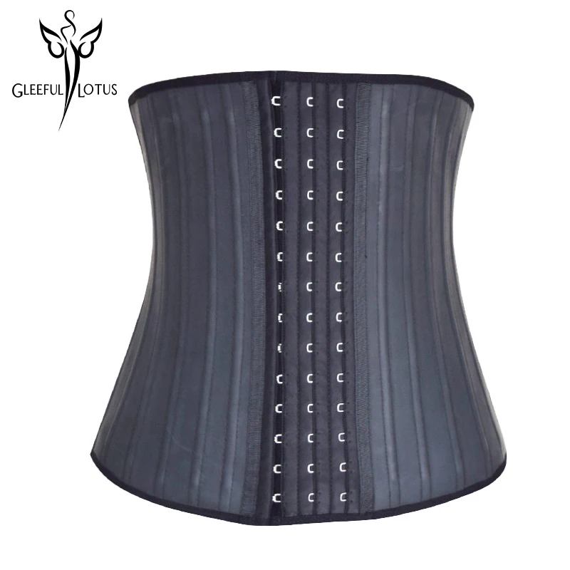 

latex waist trainer steel boned shapewear sweat belly strapless shape black corset bustier slimming sheath belt fajas girdle