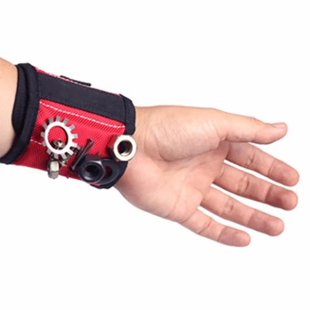 

Magnetic Wristband Embedded with Two Strong Magnets & Adjustable Nylon Sticker Strap for Holding Screws Nail Drilling Bits