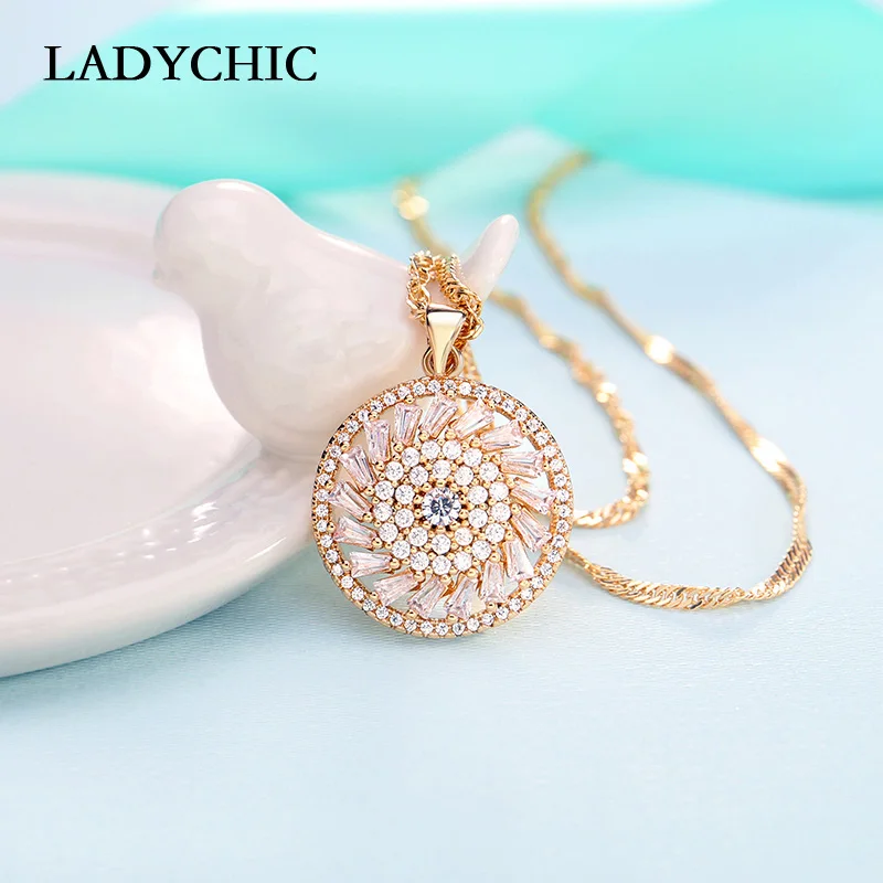 Женское Ожерелье с круглым кристаллом LADYCHIC роскошное сверкающее ожерелье белым