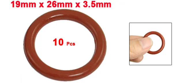 10 Pcs 26mm x 19mm x 3.5mm Red Silicone O Ring Shaft  Seals