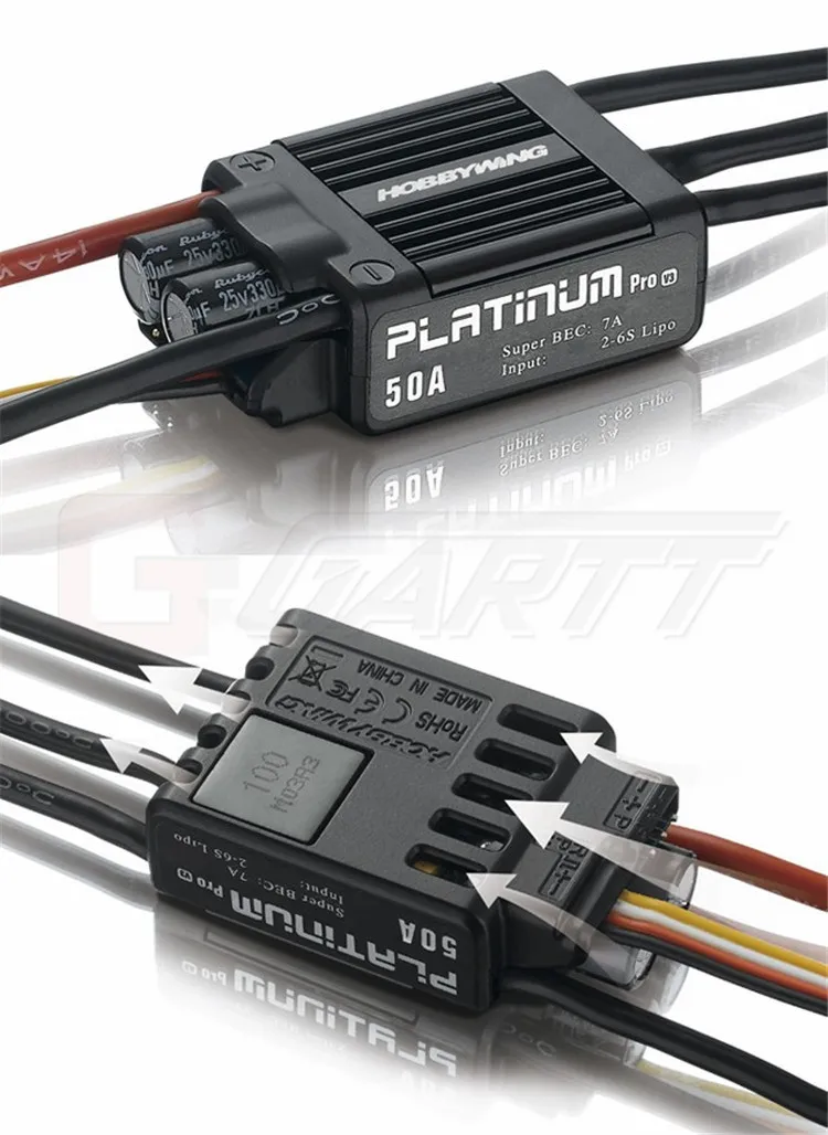 Hobbywing Platinum 50A V3 Brushless ESC For 450 450L RC Helicopter Free