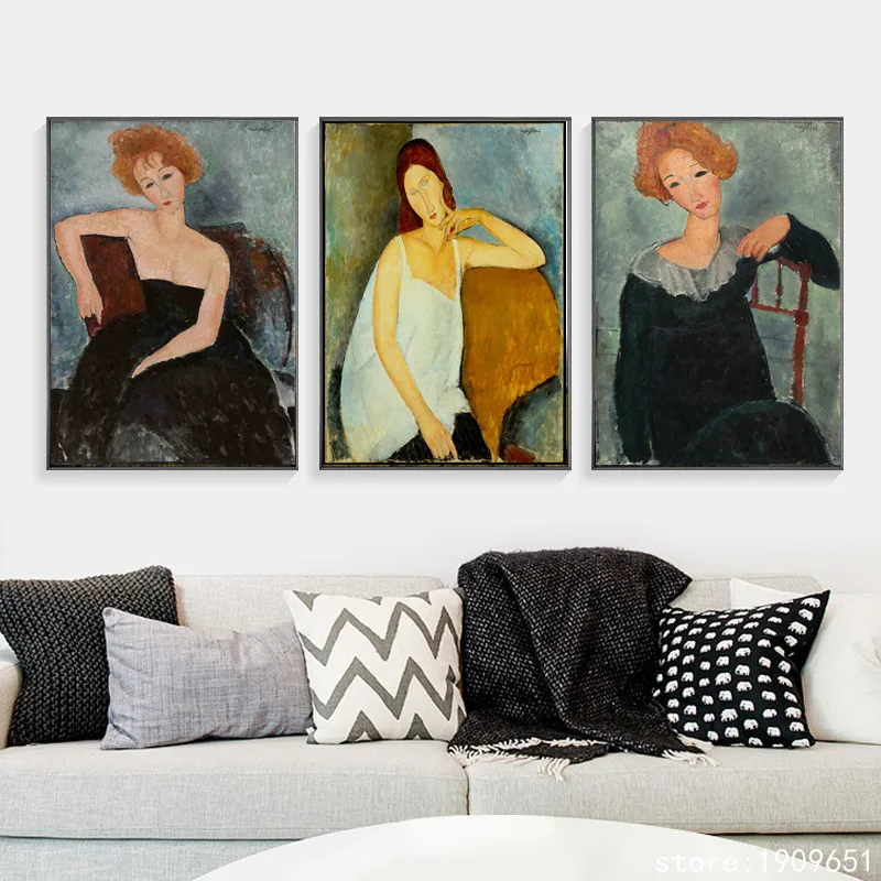 

No frame abstract Modigliani women portrait canvas printings oil painting printed on cotton living room wall decoration picture