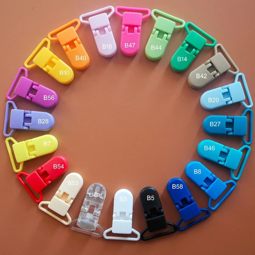 

2016 New 200pcs/Lot 25MM Sutoyuen D shape Baby Plastic Pacifier Clips,Plastic Clamp,Soother / Suspender clips / Dummy Clip