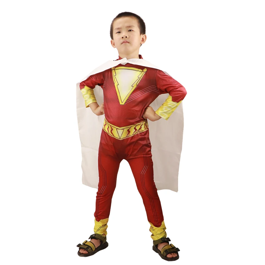 2019 фильм Shazam костюмы на Хэллоуин для детей костюм все тело батсон супергероя