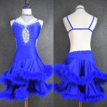 Стиль Костюмы для латинских танцев сексуальный перо спандекс конкурс латиноамериканских танцев платье для женщин детские латинские танцевальные платья S-4XL