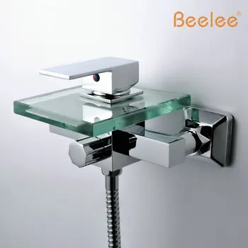 

Free Shipping Modern Brass Chromed Waterfall Wall Mounted Faucet Bath Shower Mixer Tap Faucets Bathroom (QH0815W)