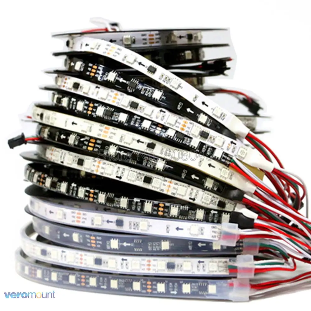 WS2811 5050 SMD RGB лента Адресуемая 30/48/60 светодиодов/м Светодиодная Пиксельная внешняя 1