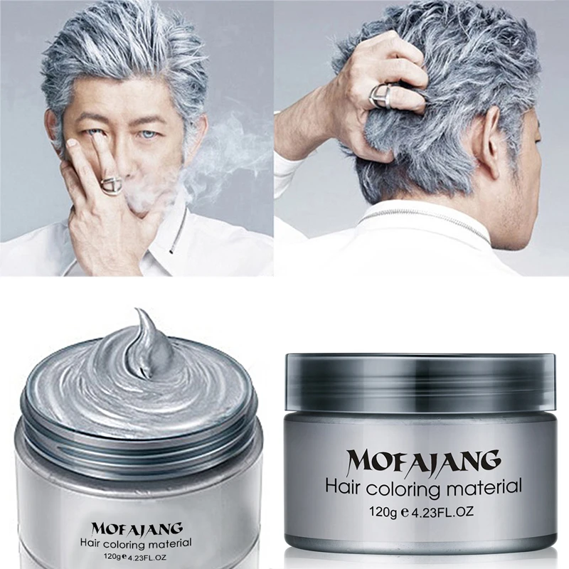

Color Hair Wax Styling Pomade Silver Grandma Grey Temporary Hair Dye Disposable Fashion Molding Coloring Mud Cream 120g