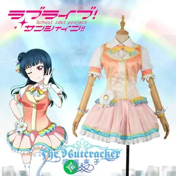 

2017 New!Anime Love live Sunshine!!Aqours MF Card Figure Tsushima Yoshiko Thick Satin Halloween Cosplay Costume for women Dress