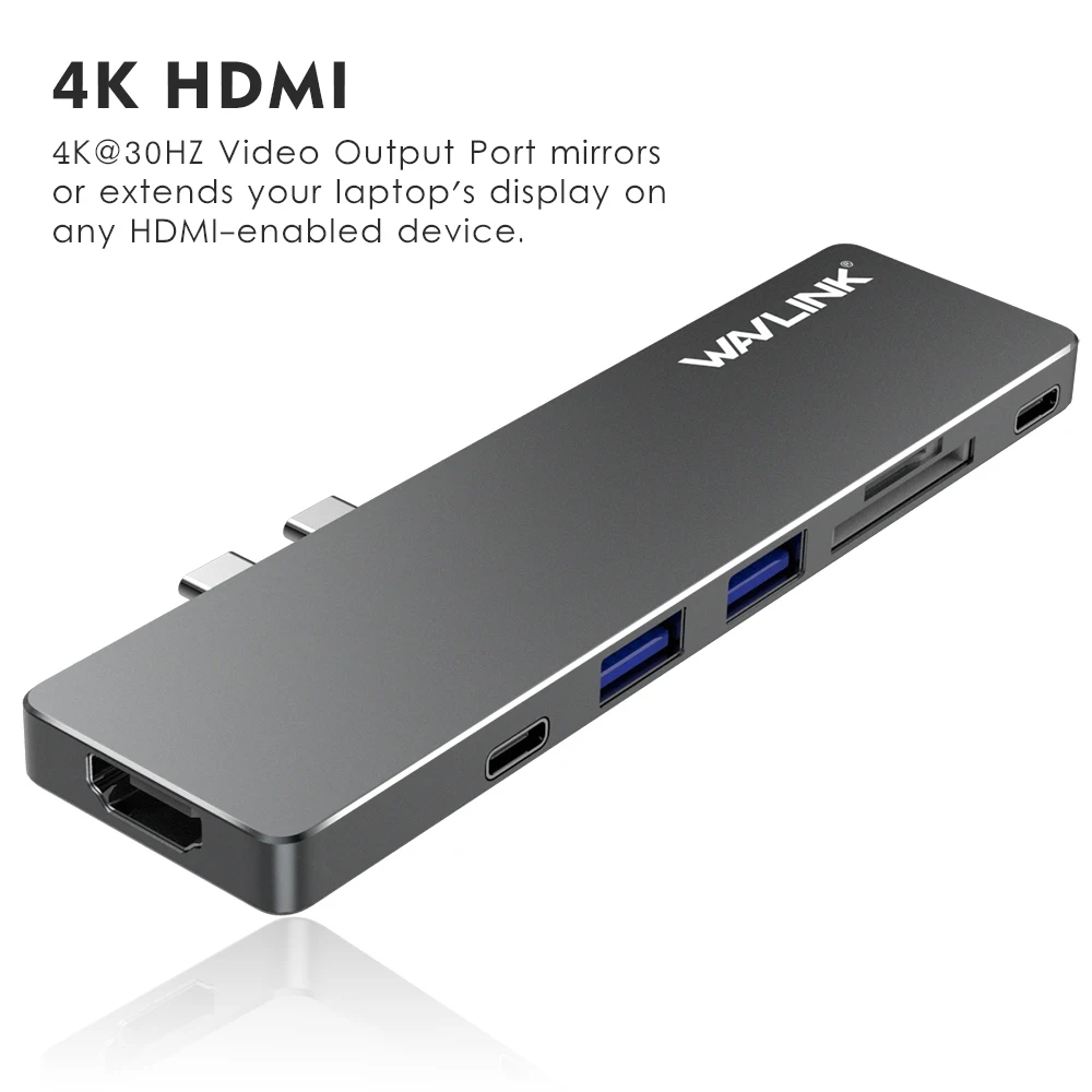 Wavlink USB C концентратор для 4K HDMI адаптер 40 Гбит/с двойной порт док станция SD/Micro card