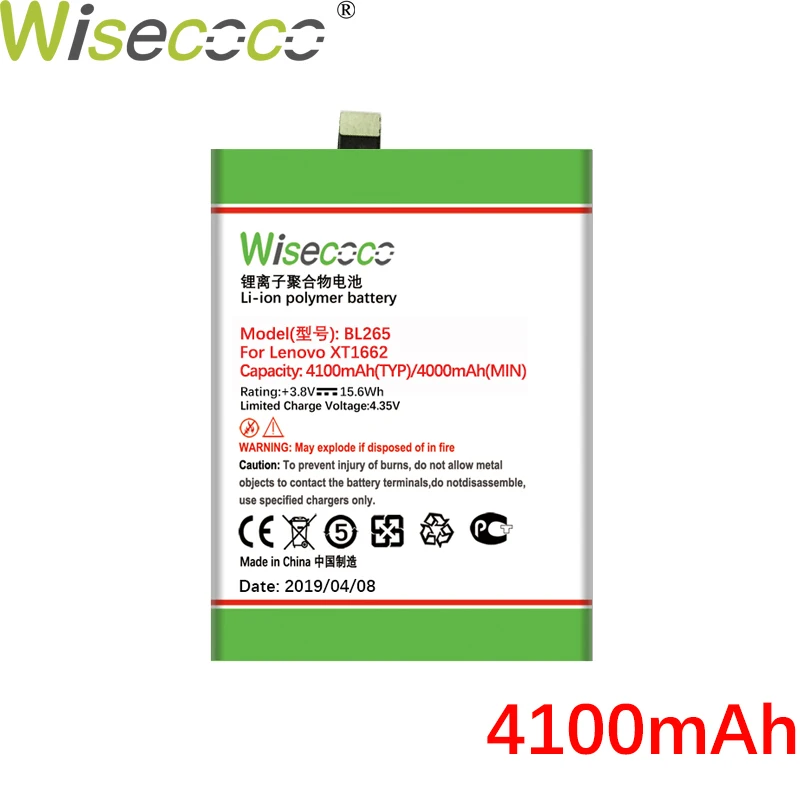 

Wisecoco BL265 4100mAh New Produced Replacement Battery For Lenovo XT1662 MOTO M XT1662 XT1663 Phone Replace+Tracking Number