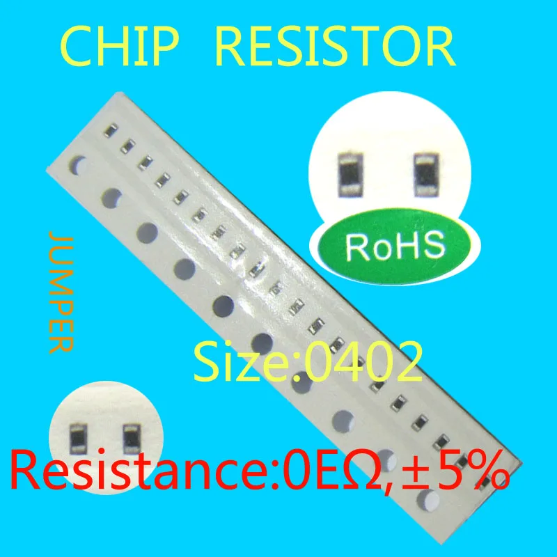 THICK FILM CHIP RESISTOR JUMPER 0ohm, tamanho 0402, Resistor de Chip