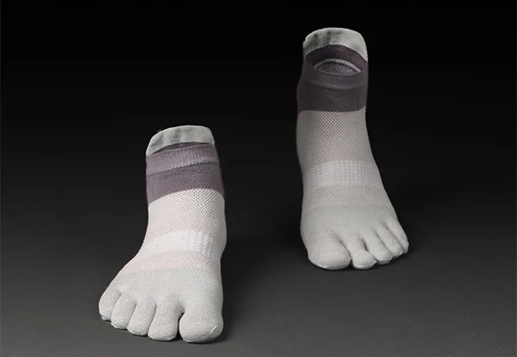 3 пары/партия, мужские спортивные носки, дышащие носки с пальцами, хлопковые носки с пятью пальцами, дезодорирующие носки - Цвет: Gray