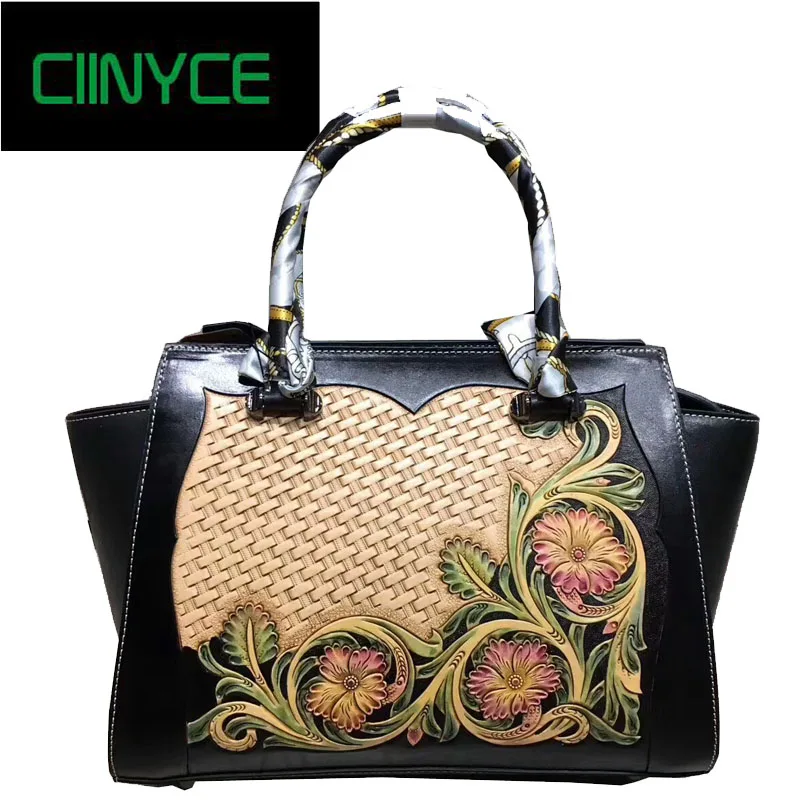 Women Shoulder Bags Handmade Genuine Leather Handbags Flowers Hand Women Shoulder Bags Handmade Genuine Leather Handbags Flowers Hand Painted Las Cowhide Messenger Chinese Style In Top Handle From Luggage