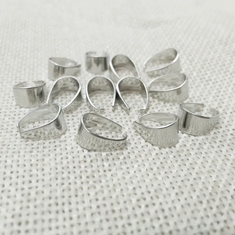 

50pcs Pendant Pinch Clips Clasp Bails hooks Connectors leather cord chains crimps ends Charms Buckle Necklace craft accessories