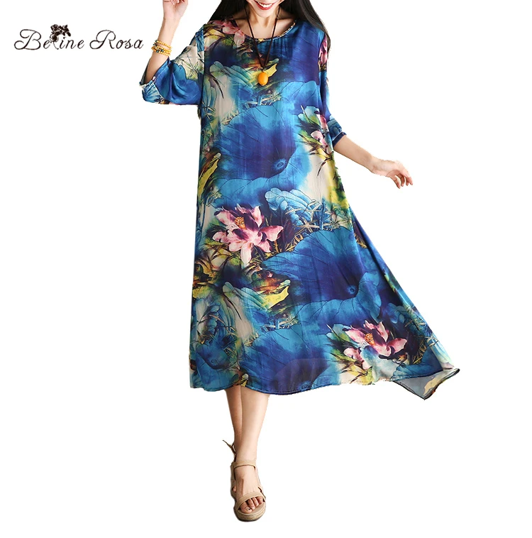 2017 Women's Printed Dresses Summer Bohemia Style Floral Printing Elegant Women Long Dress M,L,XL,XXL NRW000002