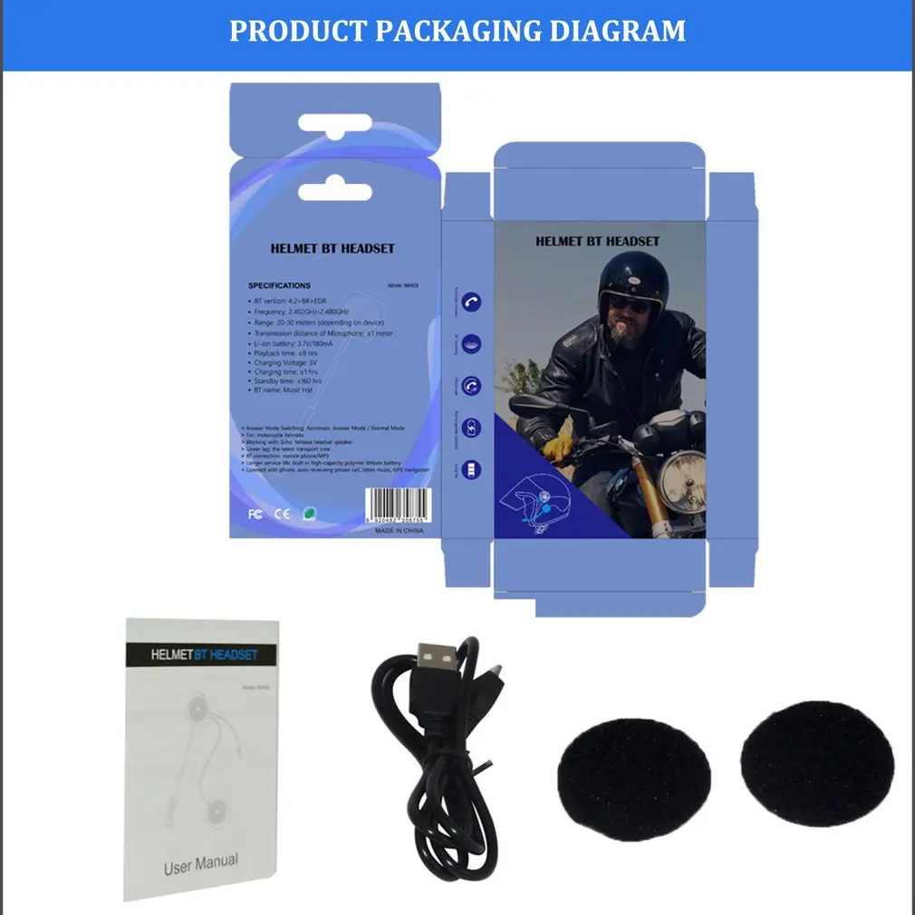  MH03 Motorrad Helm Headset Motorrad Freihändiger Kopfhörer Headset Kostenloser für MP3 Musik GPS Au