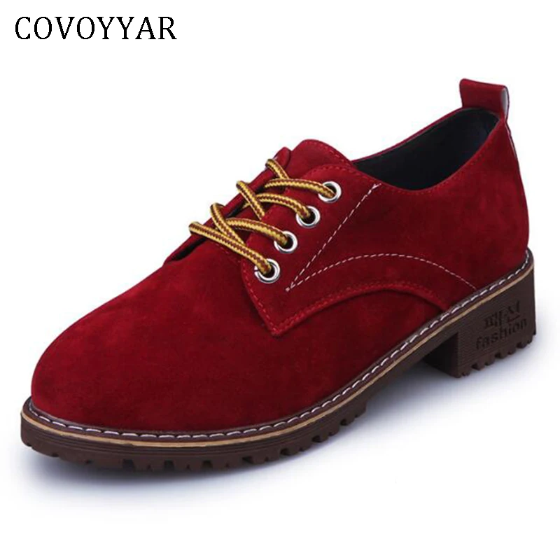 

COVOYYAR 2019 Ankle Boots Women British Style Lace Up Women Oxford Shoes Low Heel Autumn Winter Lady Casual Flat Shoes WBS443