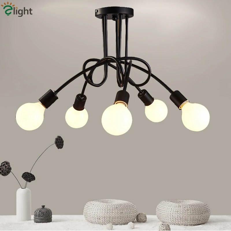 

2016 Nordic Modern Simple 3 Head 5 Head Black Iron Chandelier American Pastoral White Cross Chandelier