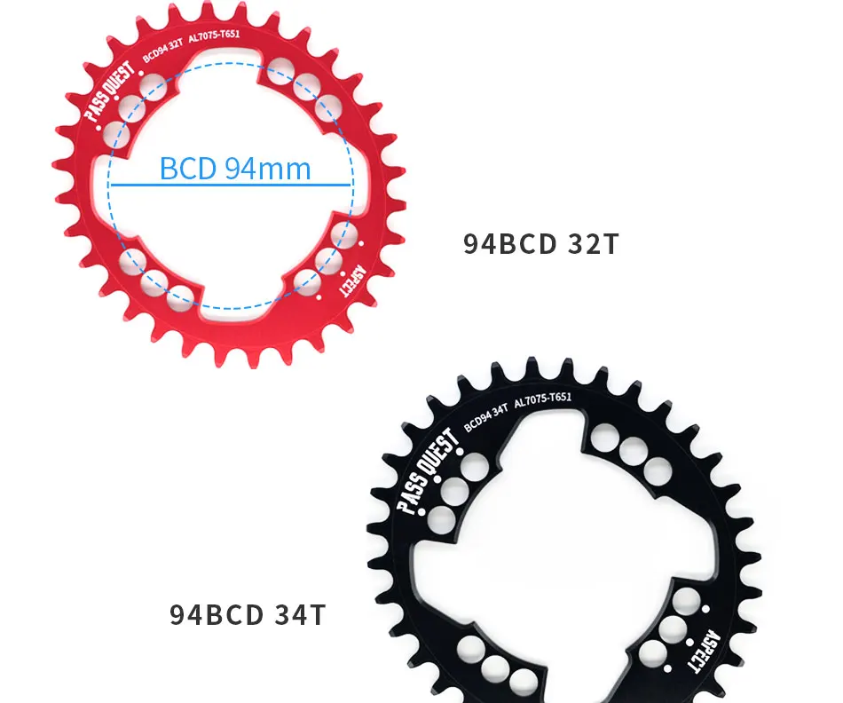 Пасс квеста Овальный 94BCD MTB велосипедная звездочка/цепь колеса коленчатого набора узкая широкая велосипедная передняя звезда/кольцо цепи 32 T/34 T/36 T/38 T