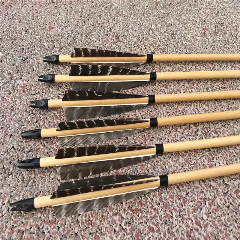 

12PK high quality archery pine arrows with real Turkey feather archery hunting