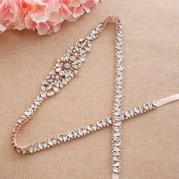

Rose Gold Crystal Wedding Belt Elegant Rhinestones Bridal Belt Handmade Beads Wedding Belt For Bridal Bridesmaid Dresses A174RG