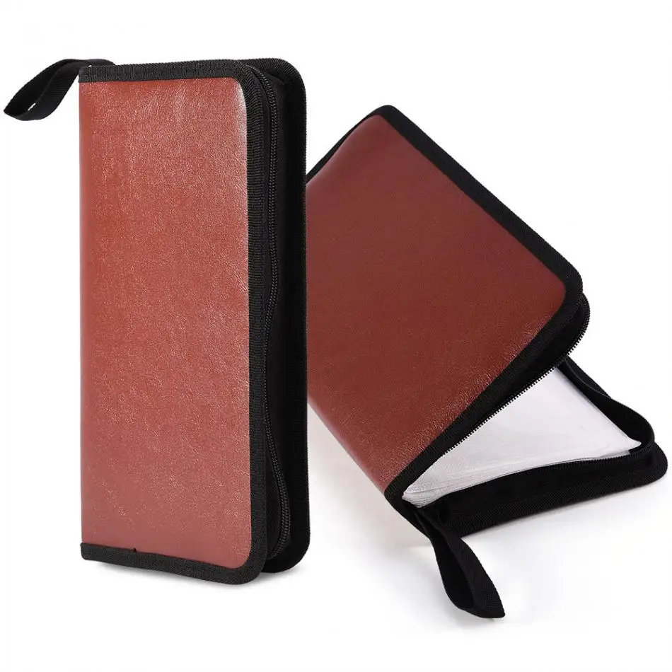 New Black 80 Disc Large Capacity Portable PU Leather CD DVD VCD Storage 