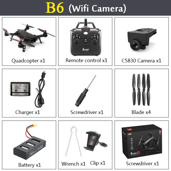 MJX Bugs 6 B6 2,4G RC вертолет высокоскоростной бесщеточный двигатель RC Дрон с камерой FPV передача изображения в реальном времени RC Квадрокоптер - Цвет: C5830