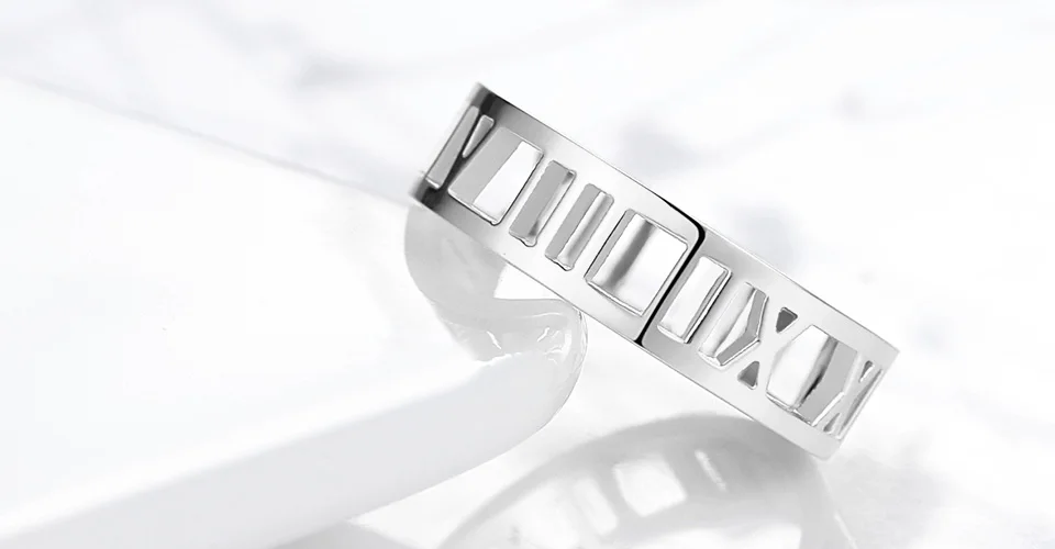 BICUX, модное кольцо с римскими цифрами, с вырезом, розовое золото, серебро, нержавеющая сталь, для женщин и мужчин, ювелирное изделие, обручальное кольцо