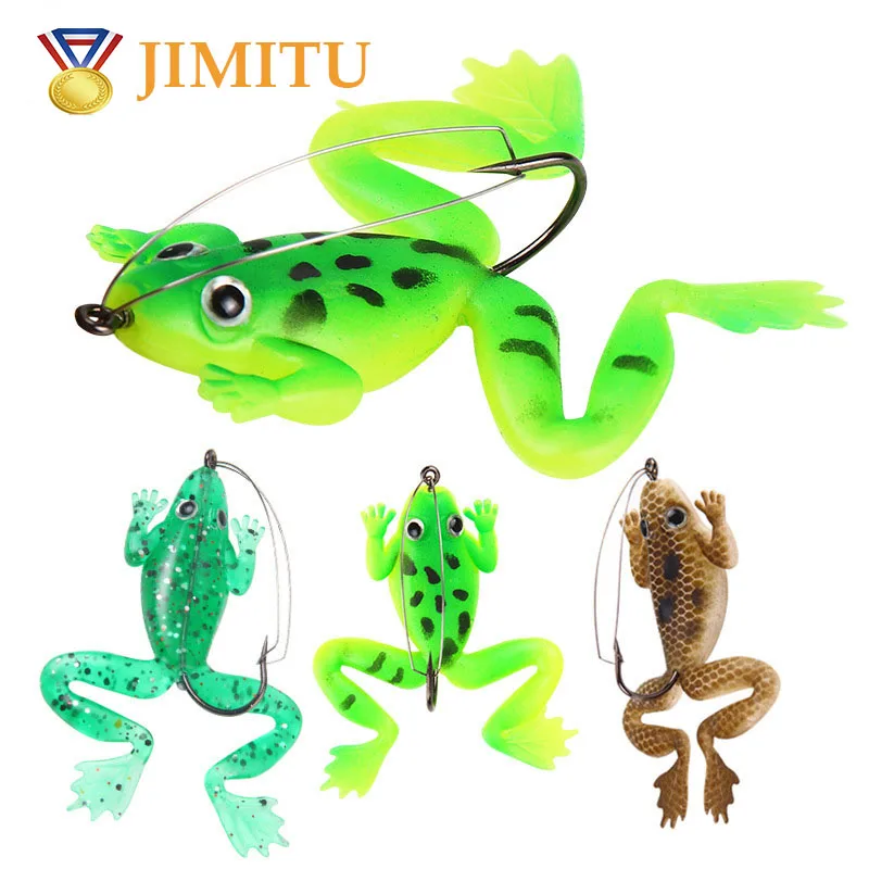 

JIMUTU 4Pcs thunder frog black fish killer bait 5.2g/6cm with hook frog soft insect road lure creative fish food a bag 4