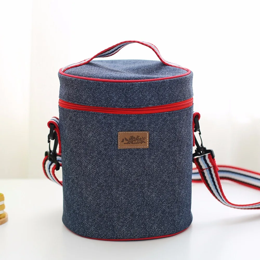 Джинсовая сумка для ланча малыш Bento Box изолированный пакет напиток пикника еда