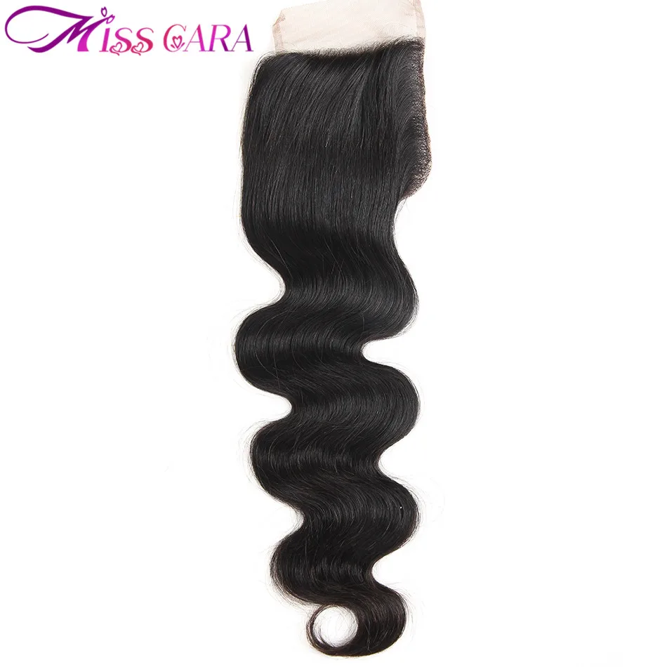 Miss Cara Body Wave 4x4 Lace Closure 100% Human Remy Hair Natural Color Peruvian Free Piece Swiss Lace Hair Free Shipping body-wave