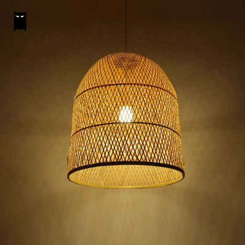 Asian Lighting Fixtures Promotion For Promotional Bamboo Wicker Rattan Bell Shade Pendant Light Fixture Japanese Asian Suspension Ceiling Lamp Plafon E27 E26 Bulb Bed Study Room
