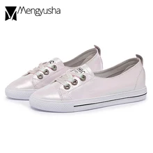 Маленькие белые туфли из натуральной кожи; женские теннисные туфли на плоской подошве с эластичными лентами; Разноцветные Мокасины без застежки; Лоферы без застежки; Эспадрильи на толстой подошве