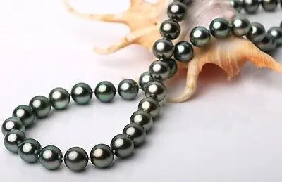 

HOT## Wholesale > Noble 18"8-9mm natural tahitian genuine black round pearl necklace 38896