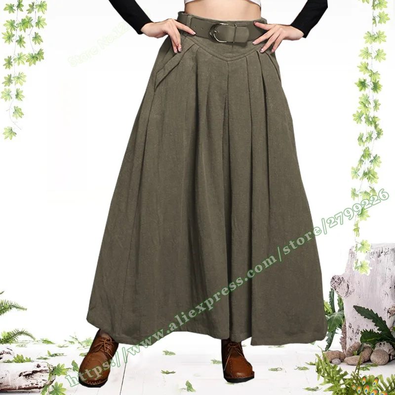 2019 Herfst Winter Grote Plus Size 7XL 6XL Xxxxxl Vintage Casual Katoen Linnen Vrouwelijke Geplooide Maxi Rokken Voor Vrouwen Designer