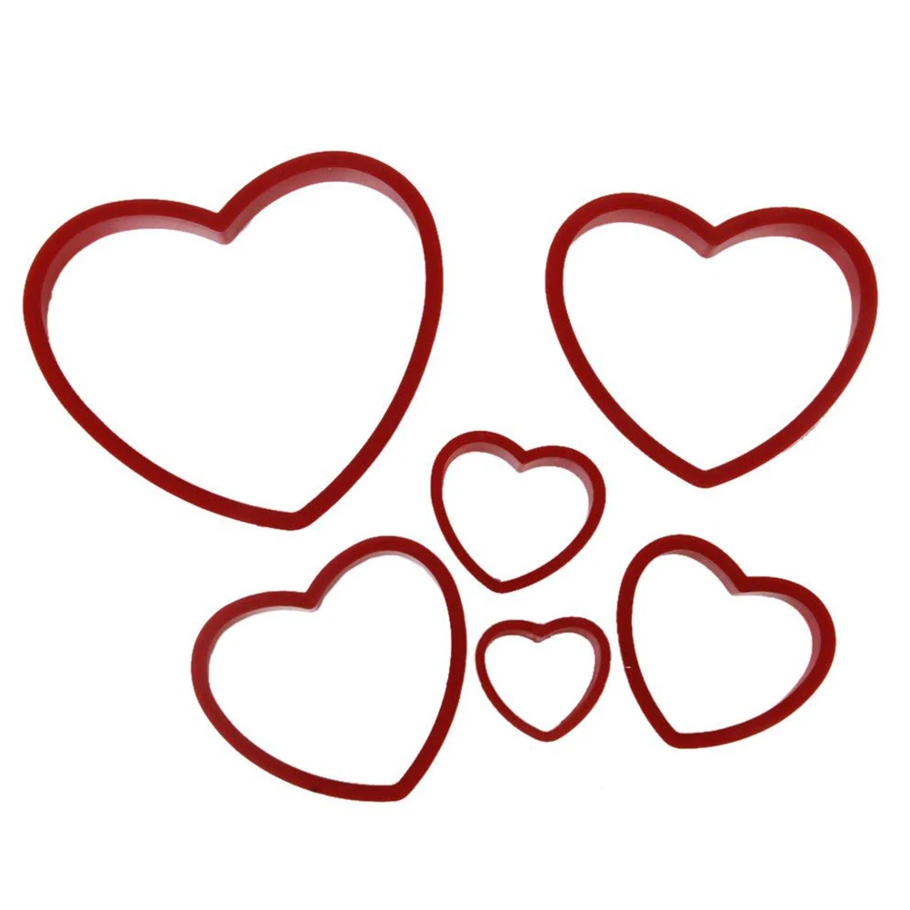

6Pcs/Set Cutter Mold Cake Mold Heart Shaped Plastic Cake Mold Cookie Cutter Cake Decorations Kitchen Tool Colorful