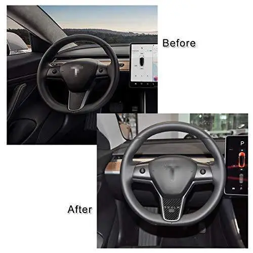 Наклейка на руль автомобиля из углеродного волокна для Tesla Model 3|Наклейки салона